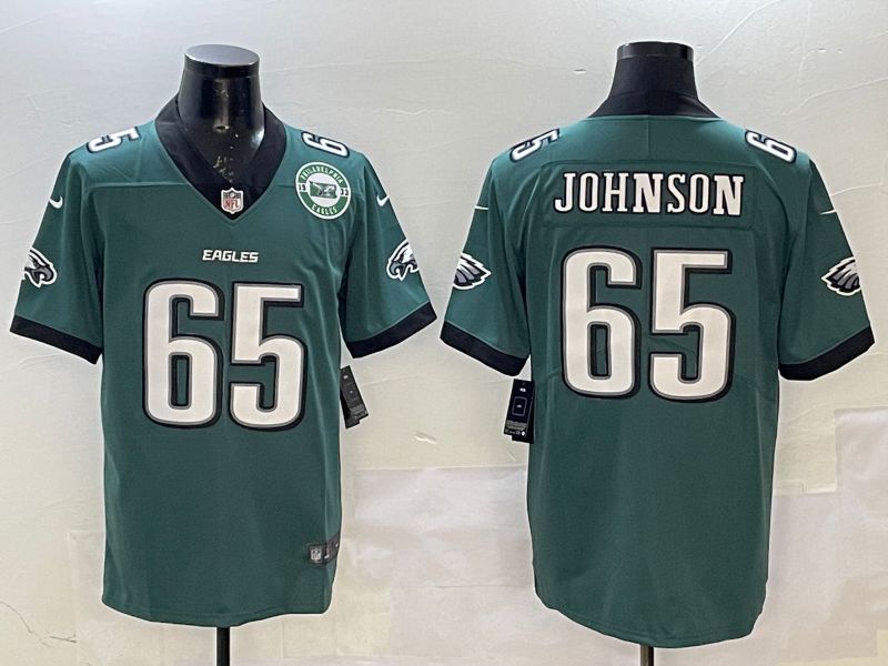 Men Philadelphia Eagles 65 Johnson Green Second generation 2025 Nike Limited NFL Jersey style 3
